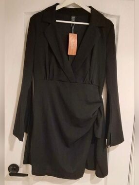 NWT Shein Little Black Dress - Long Bell Sleeves Vneck